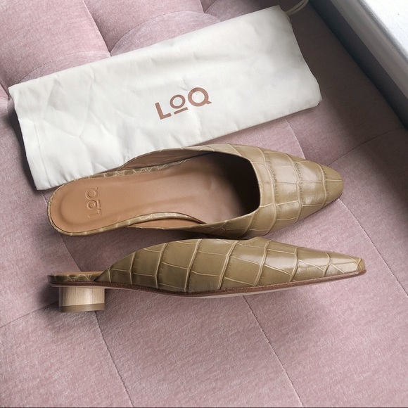 🆕 LOQ Green Carmen Croc-effect Leather Mules 36 - Picture 3 of 6